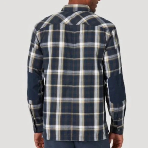 NWOT! ATG Wrangler plaid button up shirt with elbow patches - Picture 2 of 8